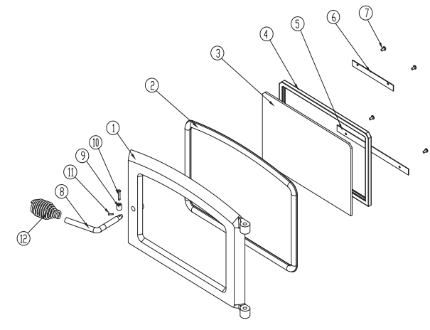 Door Parts List Diagram and Parts List for VG5770  US Stove Company Heating Stove